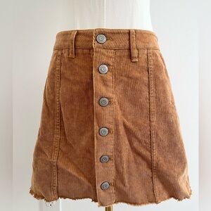 Casual Corduroy Button Skirt